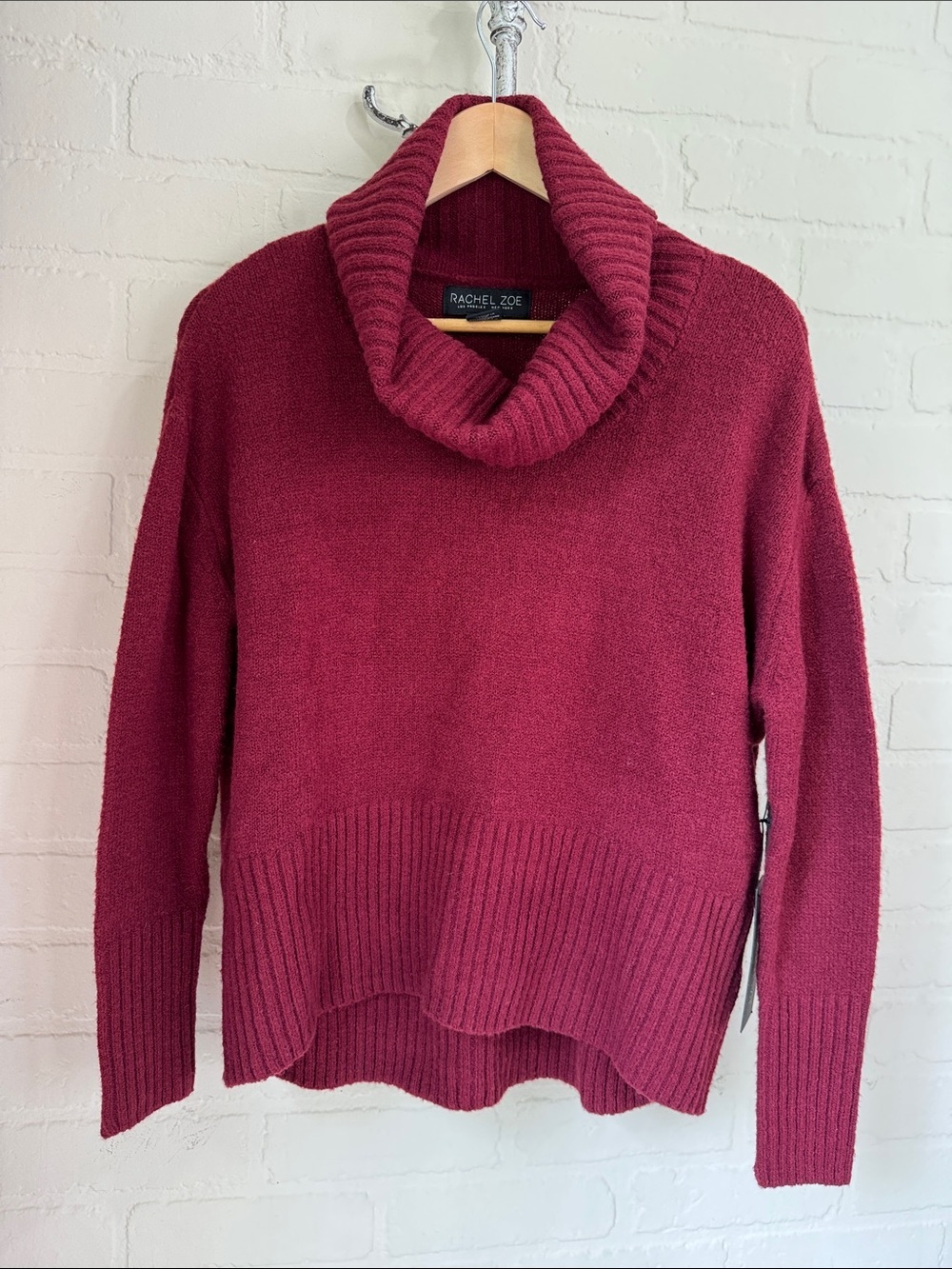 Rachel Zoe Wine Red Cowl Neck Sweater NeW small wool blend